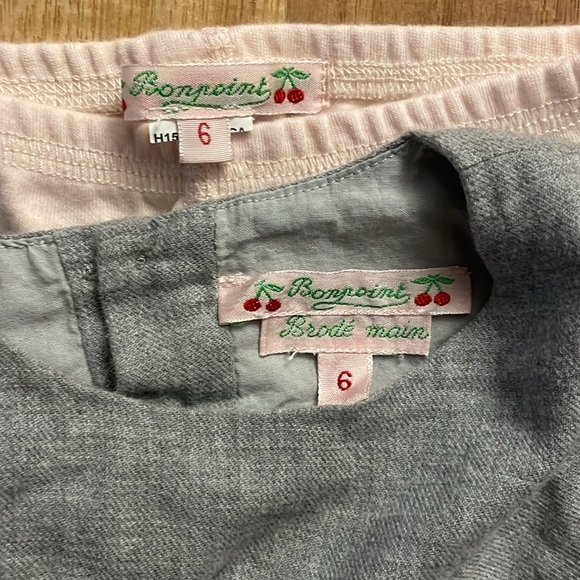 Bonpoint Baby Girl Grey Embroidered Dress and Pink Leggings Set, 6m - Picture 4 of 5